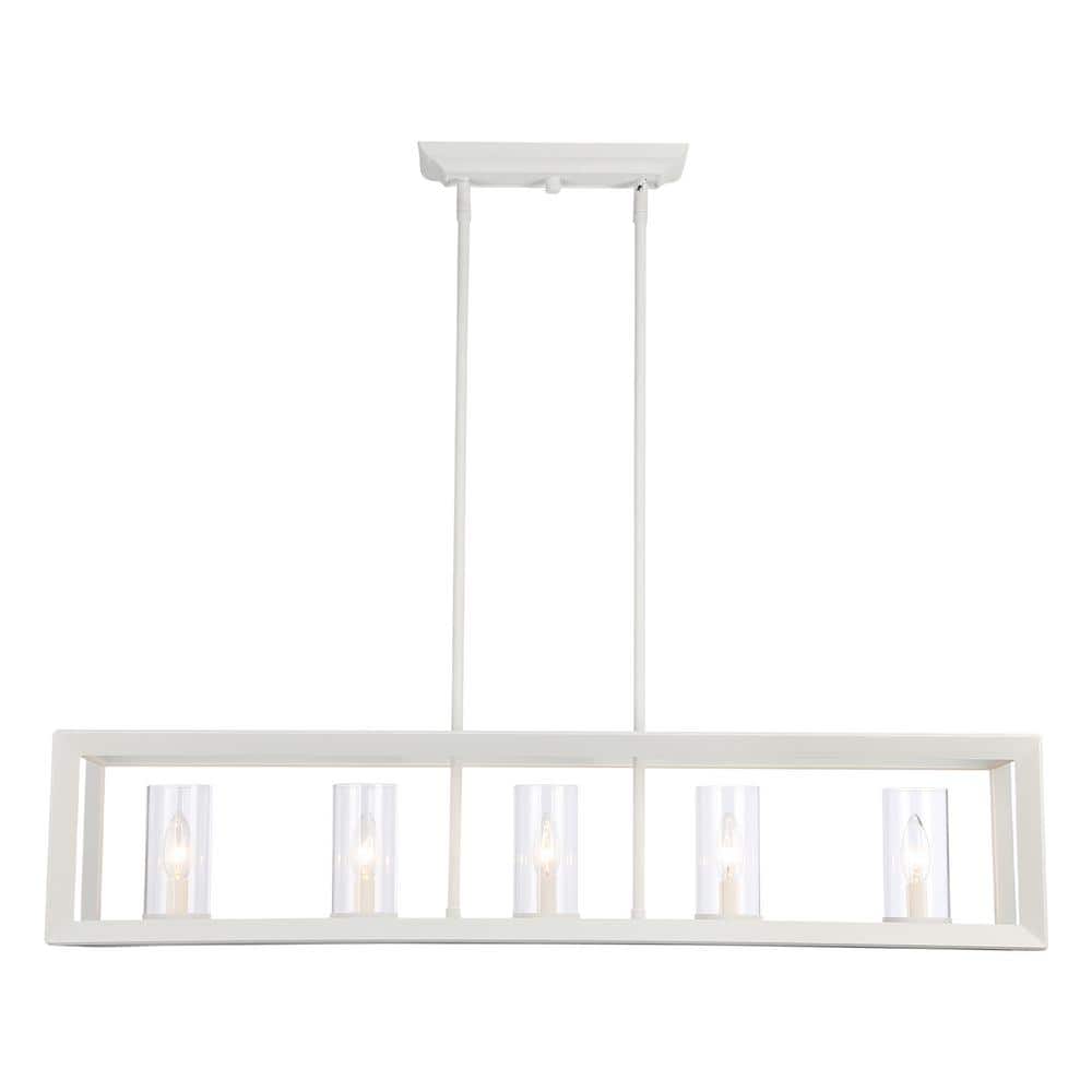 Smyth Natural White Glass 5-Light Linear Pendant