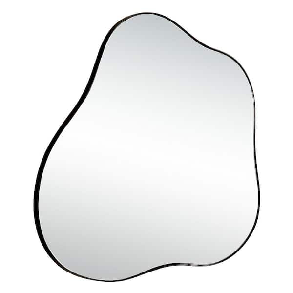 Unbranded Black 29.5 in. W x 31.5 in. H Art Deco Rectangle Metal Framed Mirror Bathroom Mirror