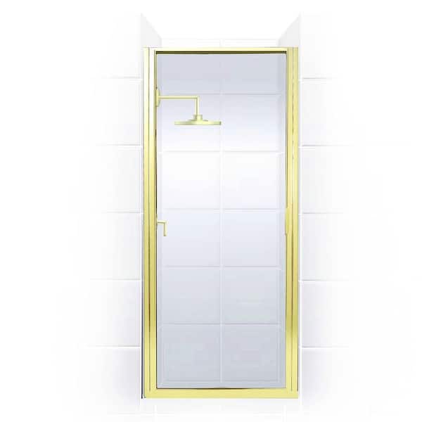 Coastal Shower Doors Paragon Series 24 in. x 69 in. Framed Continuous Hinged Shower Door in Gold with Clear Glass