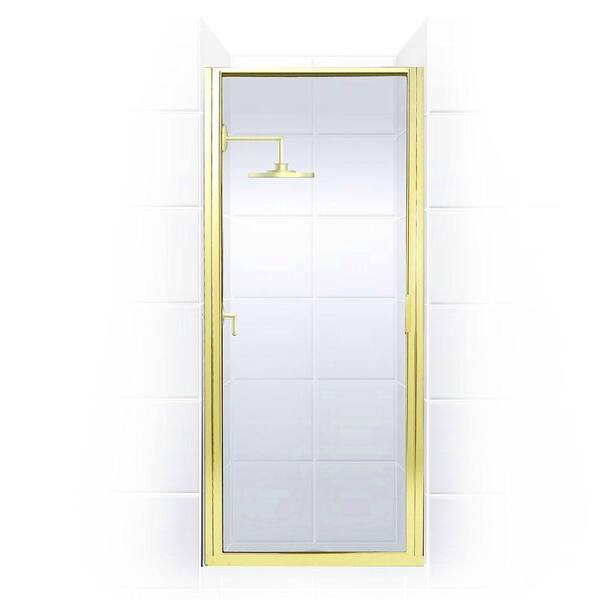 Coastal Shower Doors Paragon Series 26 in. x 82 in. Framed Continuous Hinged Shower Door in Gold with Clear Glass