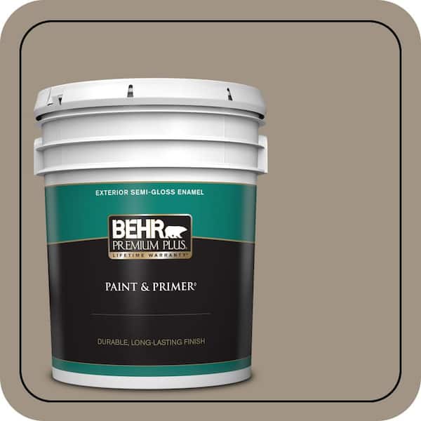 BEHR PREMIUM PLUS 5 gal. #PPU7-23 Rolling Pebble Semi-Gloss Enamel Exterior Paint & Primer