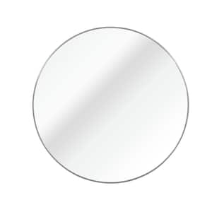 39 in. W x 39 in. H Silver Modern Round Framed Wall Mirror