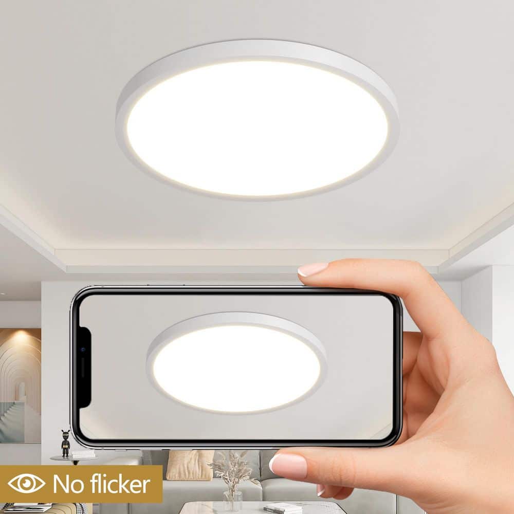 6-Pack 12 in.24-Watt 5-Color White Indoor Selectable LED Flush Mount Dimmable Ceiling Light 2000-Lumens J-Box Compatible price history on PriceWatchPro