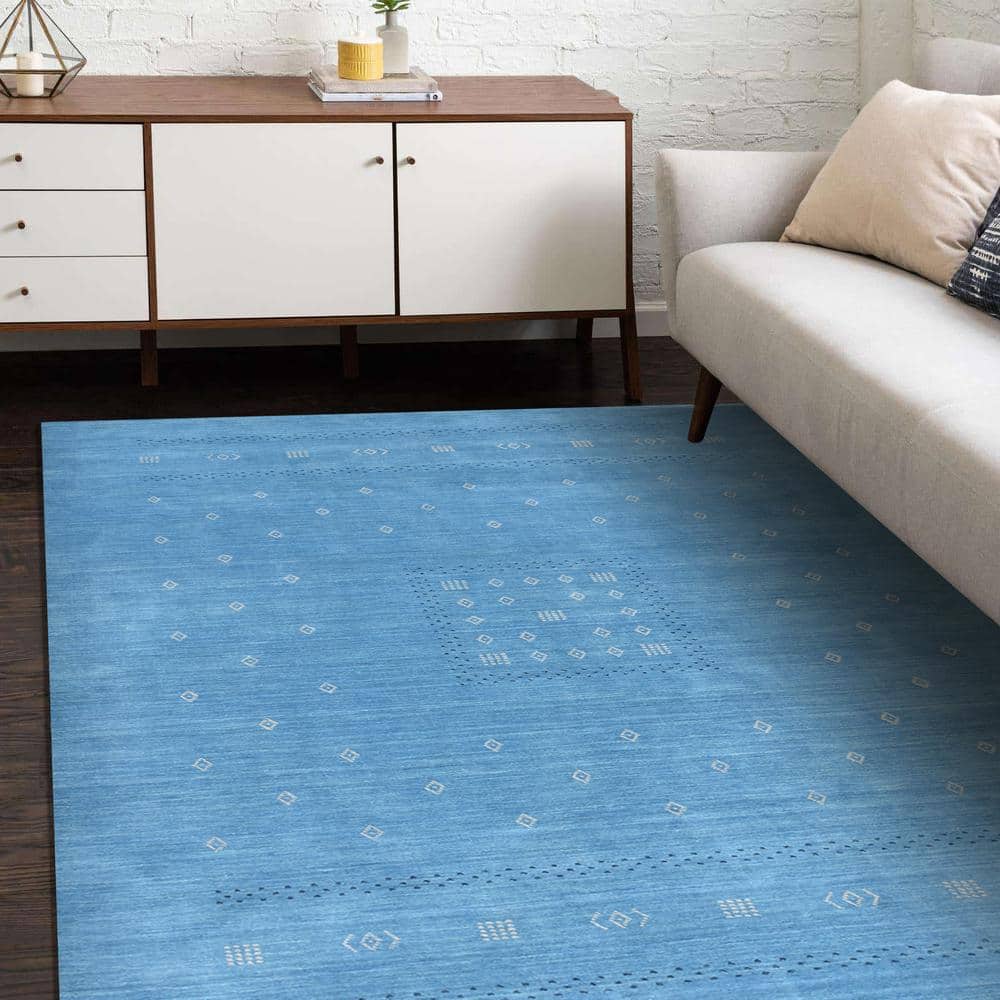 Sapphire Geometric Hand-Loomed Wool Area Rug 8' x 10'