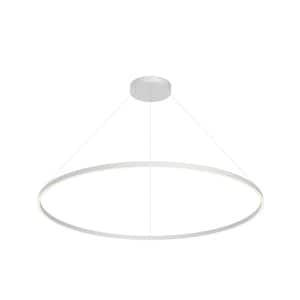 Cerchio 60 in. 126-Watt 1-Light White Integrated LED Pendant-Light