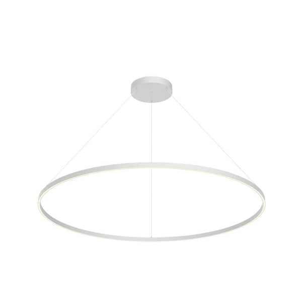 Cerchio 60 in. 126-Watt 1-Light White Integrated LED Pendant-Light