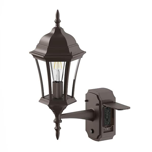 aiwen Modern 1-Light Oil Rubbed Bronze Dusk to Dawn Exterior Outdoor Barn Porch Light Fixture Wall Sconce with Glass Shade