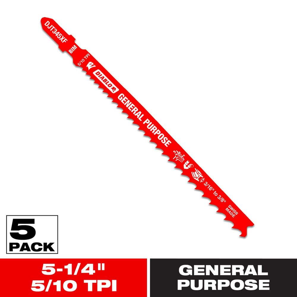 5-1/4 in. x 20 TPI General Purpose Bi-Metal Jigsaw Blade (5-Pack) 5-1/4 in. x 20 TPI General Purpose Bi-Metal Jigsaw Blade (5-Pack)