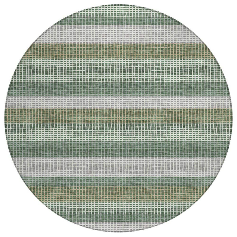 Chantille Machine Washable Indoor/Outdoor Abstract ACN2530 Basil 8 ft. x 8 ft. Round Rug price history on PriceWatchPro