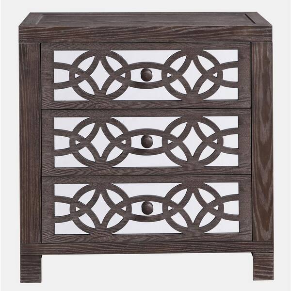 River of Goods Glam Slam 3-Drawer Peppered Oak Cabinet