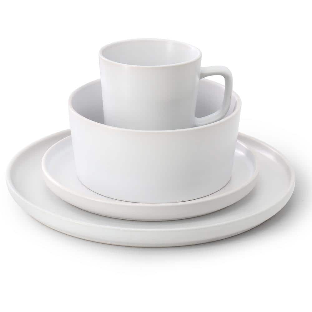 White Ceramic 16-Piece Round Dinnerware Set for 4