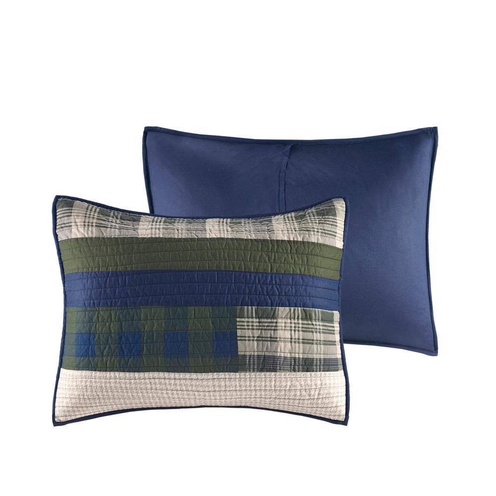 Blue Reversible Full Cotton Quilt Set