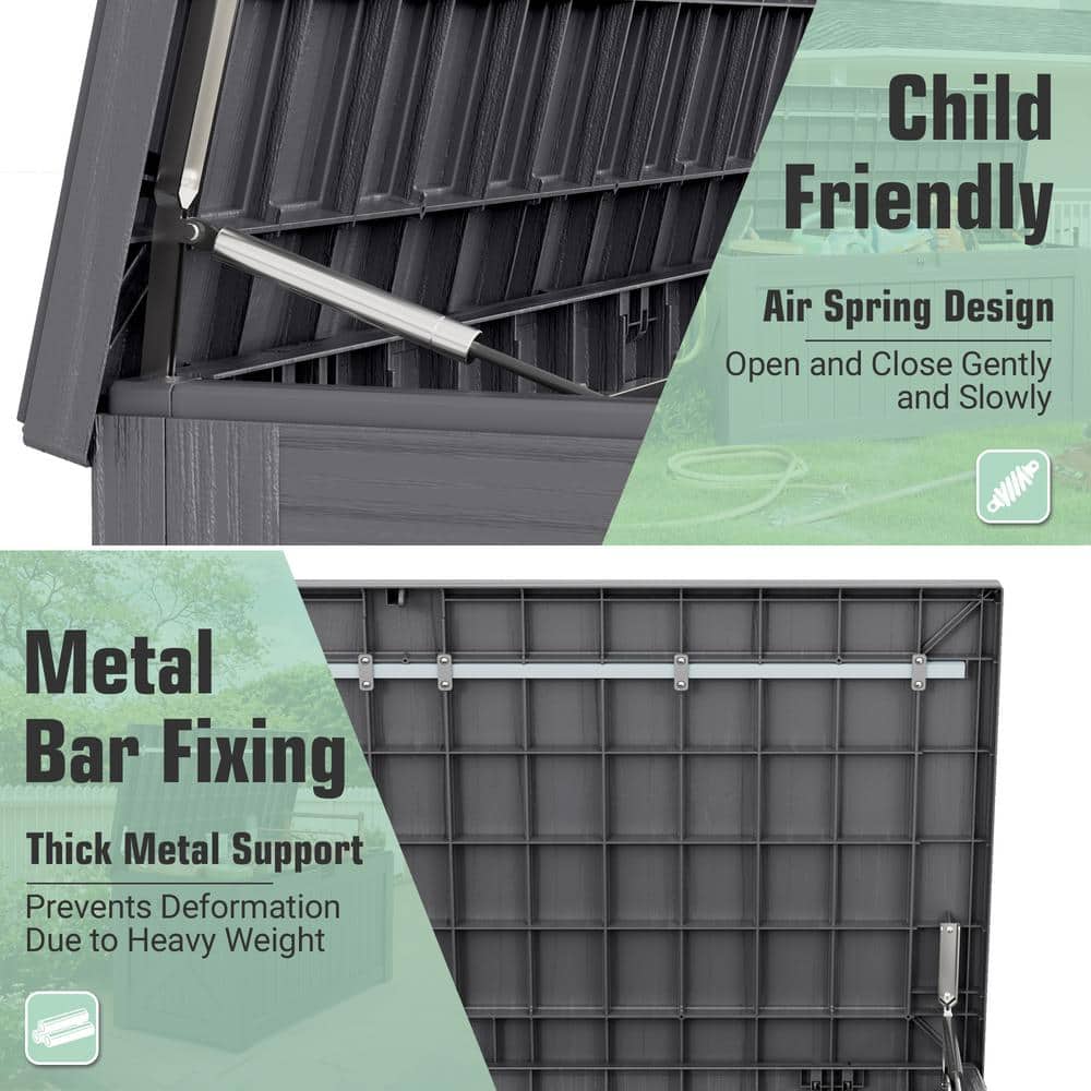 Gray 120 Gallon Lockable Plastic Deck Box