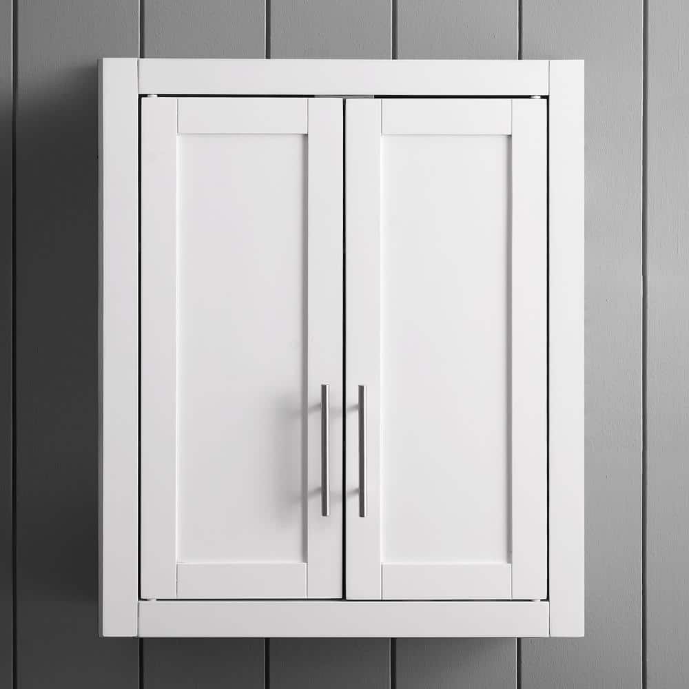 Savannah 31" White MDF Wall-Mounted Bathroom Cabinet with Chrome Hardware