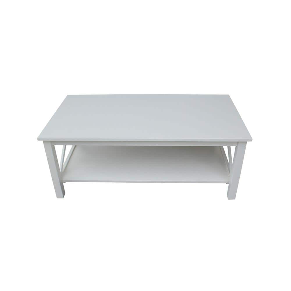 Hampton 46" White Solid Wood Rectangular Coffee Table