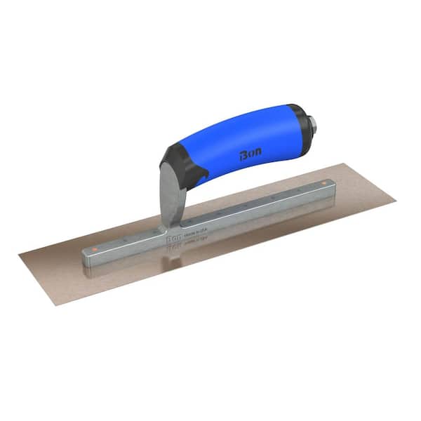 Bon Tool 13 in. x 5 in. Golden Stainless Steel Square End Finish Trowel with Comfort Wave Handle and Long Shank