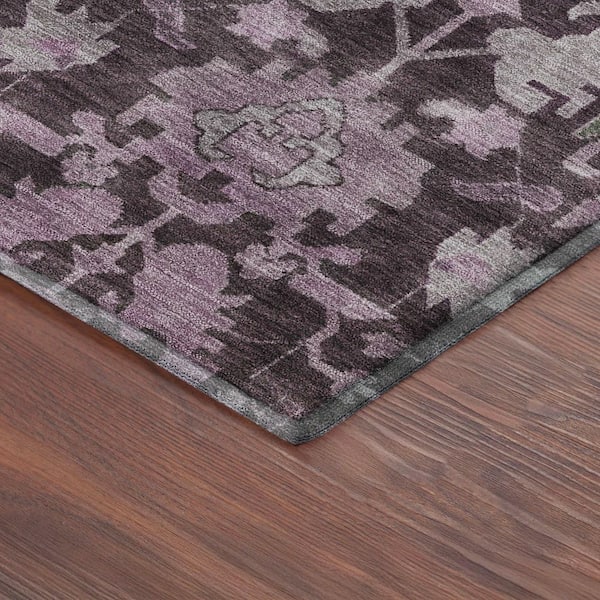 Mayfield Premium Machine Washable Abstract AMF2358 Eggplant 5 ft. x 7 ft. 6 in. Area Rug