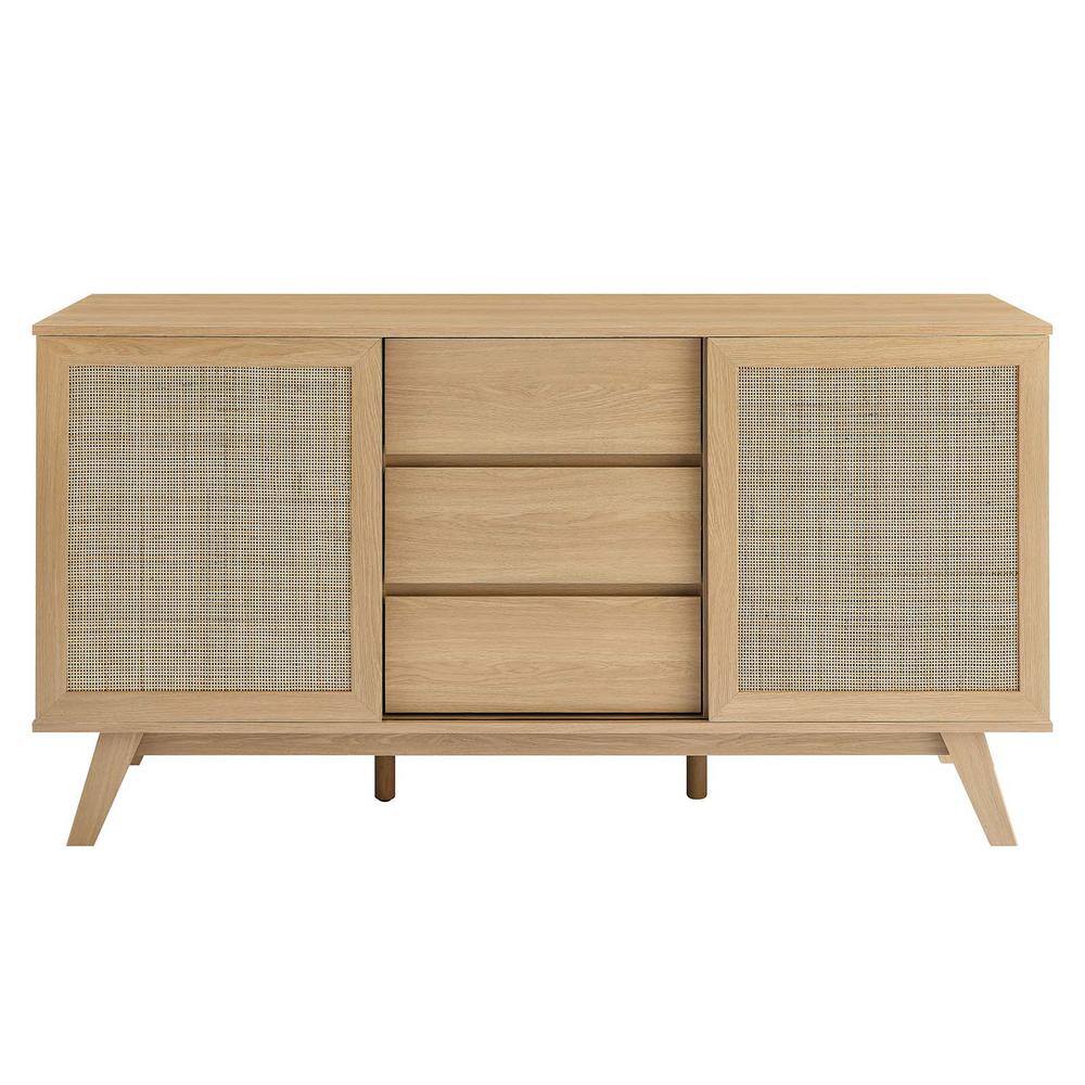 Soma 59" Oak Sideboard with Rattan Sliding Doors