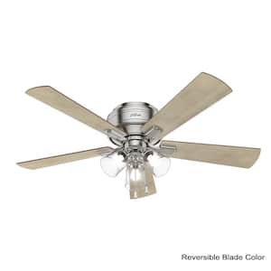 Crestfield 52 in. LED Indoor Low Profile Brushed Nickel Ceiling Fan with 3-Light Kit