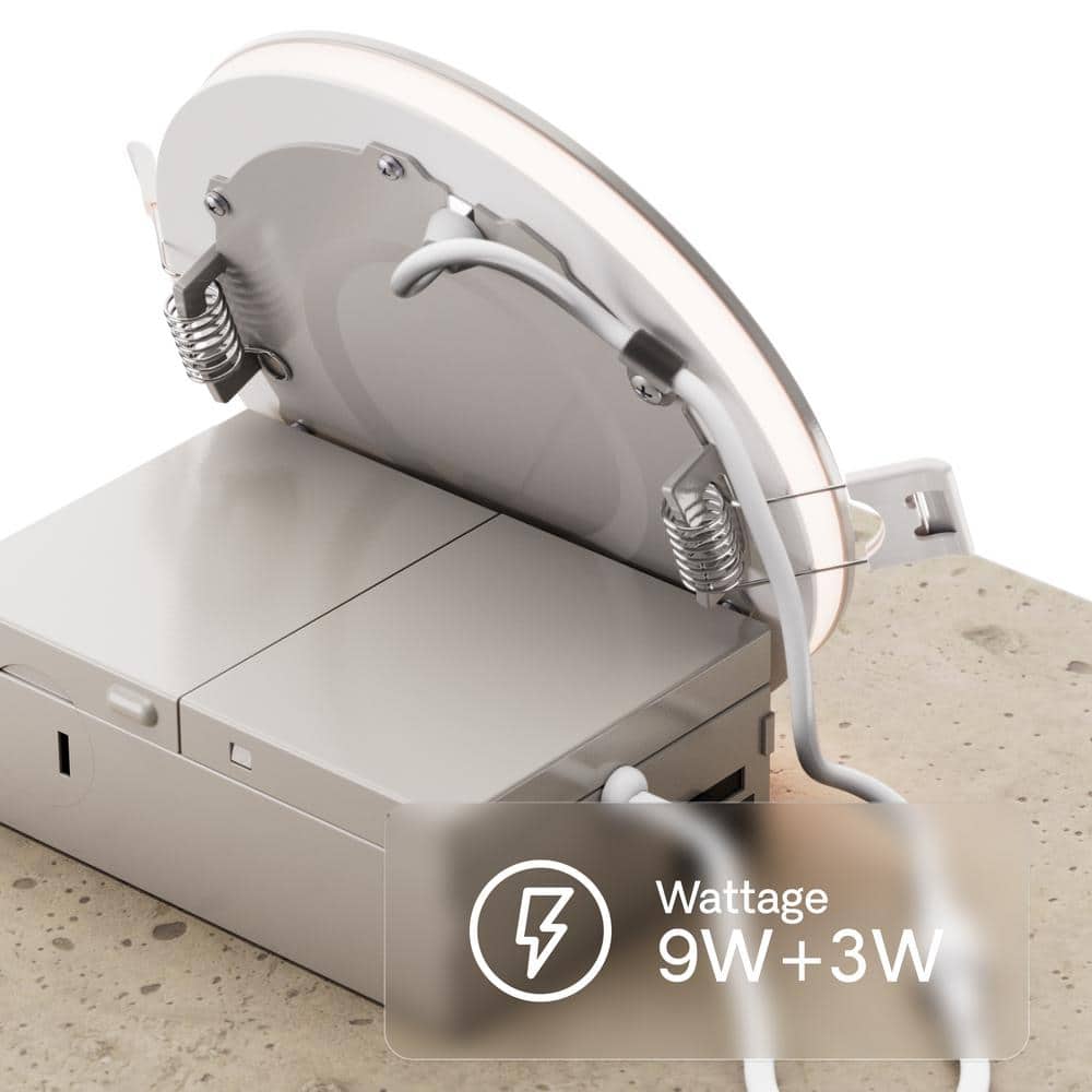 4-Inch White Aluminum Slim Recessed LED Downlight with Night Light
