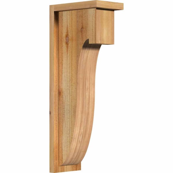 Ekena Millwork 6 in. x 10 in. x 26 in. Western Red Cedar Del Monte Rough Sawn Corbel with Backplate