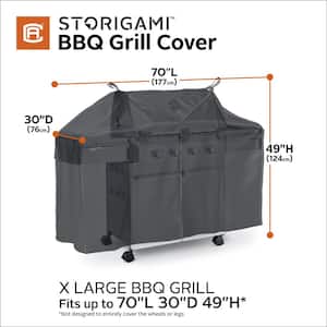 Storigami 70 in. L x 30 in. D x 49 in. H Easy Fold BBQ Grill Cover Charcoal Black