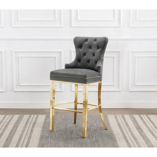 Dark grey discount velvet bar stools