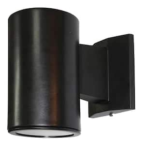 Bernadett Black Dusk to Dawn Outdoor Hardwired Cylinder Sconce with Integrated LED