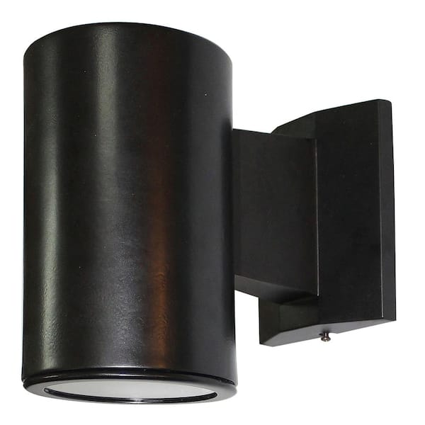 Unbranded Bernadett Black Outdoor Hardwired Cylinder Sconce with Integrated LED