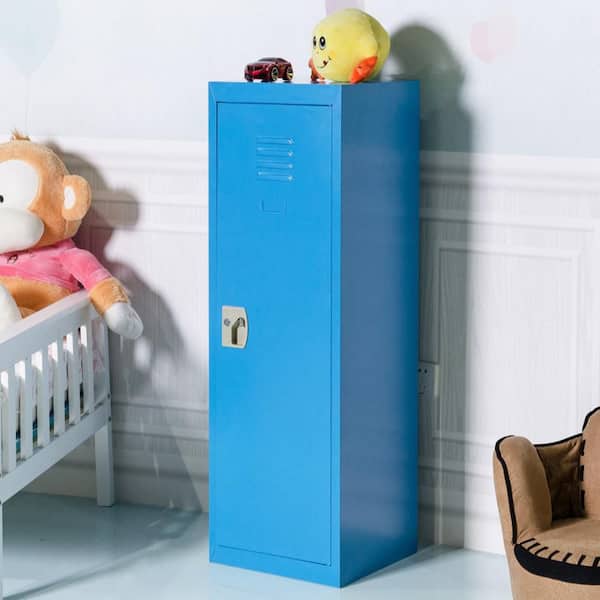 Blue Metal 48 in. Kids Storage Cabinet Locker Safe Storage Children Single Tier with Lockers Lock And Key
