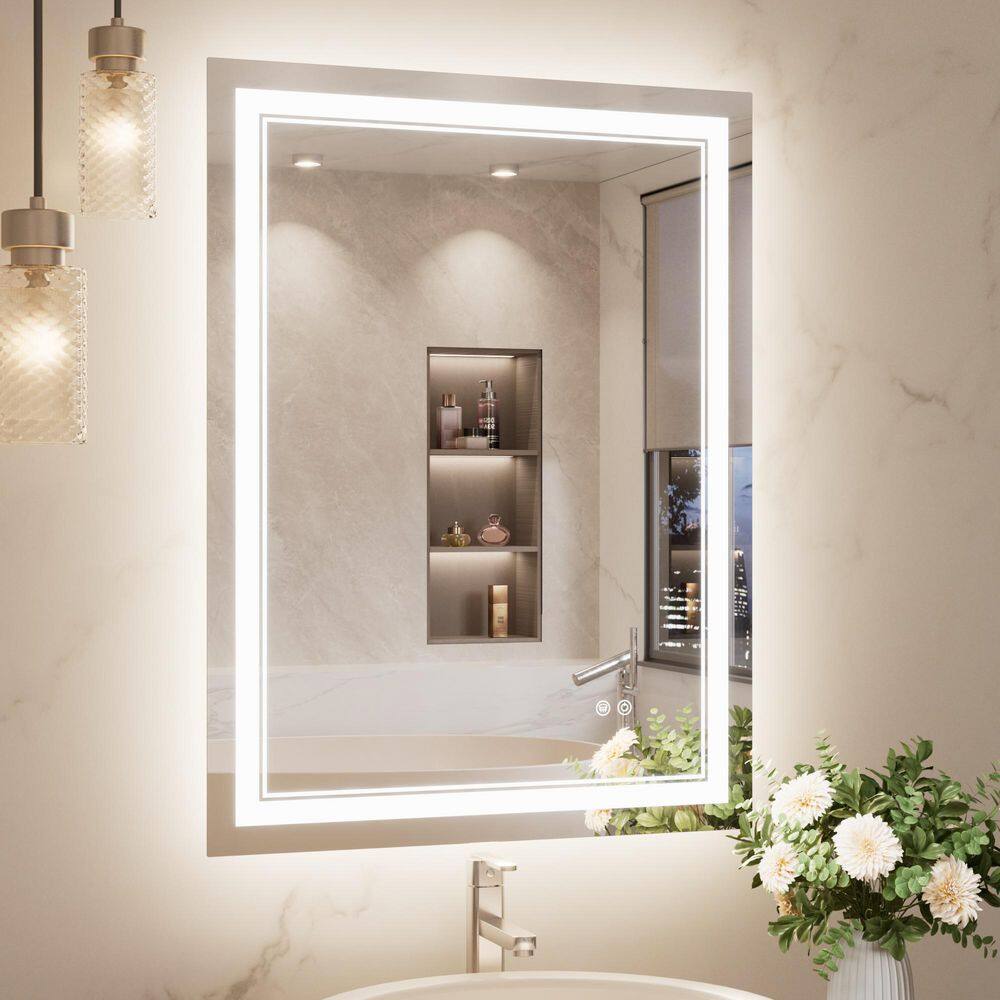 24 in. W x 32 in. H Rectangular Frameless LED Lighted Wall Bathroom Vanity Mirror 3 Colors Dimmable Light and Anti-Fog price history on PriceWatchPro