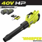 40V HP Brushless Whisper Series 155 MPH 600 CFM Cordless Battery Leaf Blower with (2) 4.0 Ah Batteries and Charger
