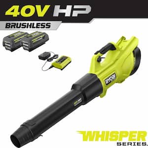 40V HP Brushless Whisper Series 155 MPH 600 CFM Cordless Battery Leaf Blower with (2) 4.0 Ah Batteries and Charger
