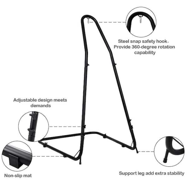 7.75 ft. Metal Steel Frame Adjustable Hammock Stand in Black
