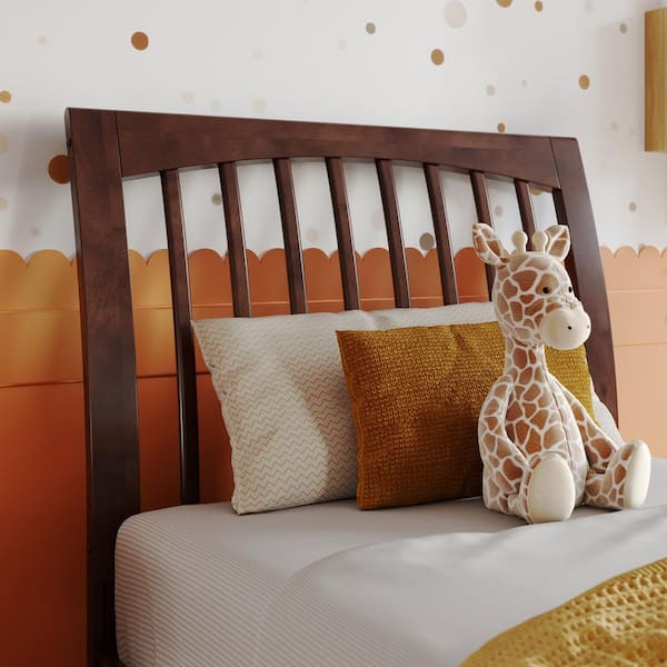 AFI Orleans Walnut Brown Twin Sleigh Solid Wood Slat Headboard
