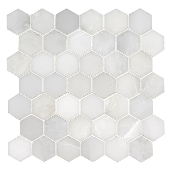 MSI Greecian White Hexagon 12 in. x 12 in. Polished Marble Mesh-Mounted Mosaic Floor and Wall Tile (0.98 sq. ft./Each)
