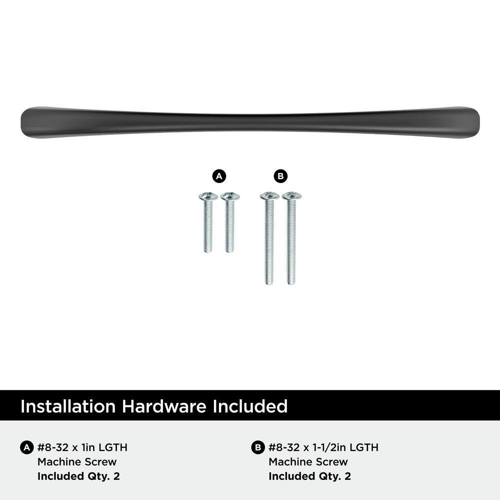 Matte Black Modern 6-5/16 inch Cabinet Pull with Mounting Hardware