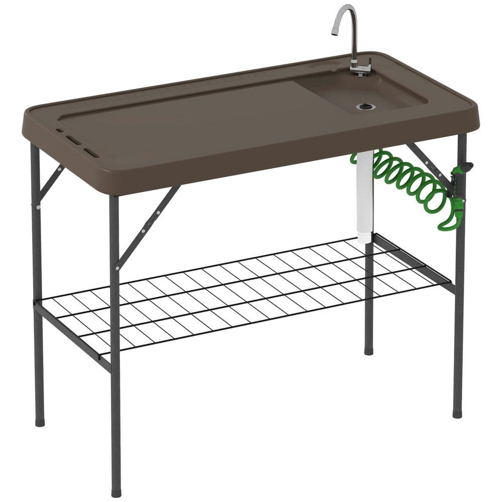 Folding Fish Cleaning Table, Portable Camping Sink Table Outdoor Fillet Tab