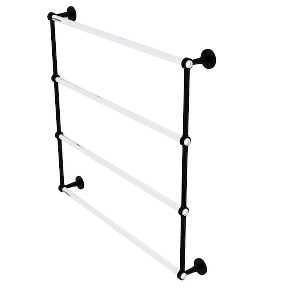 Allied Brass Clearview 36 in. 4-Tier Ladder Towel Bar with Dotted Accents in Matte Black