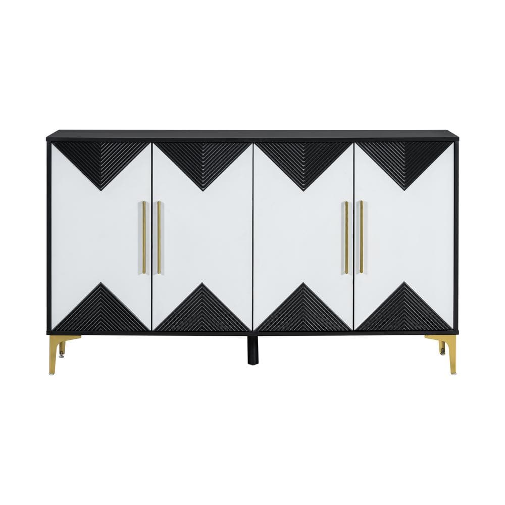 59.8 in. W x 15.7 in. D x 34.6 in. H Black Linen Cabinet with 2-Tone Triang