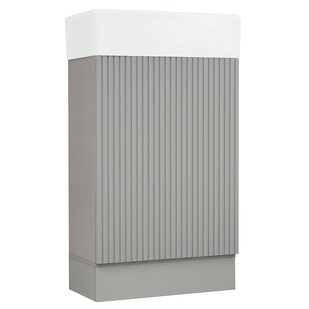 18.6 in. Single Sink Freestanding Gray Bath Vanity with White Ceramic Top Unassembled price history on PriceWatchPro