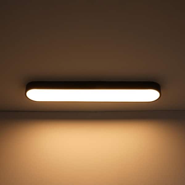 Lumin 31.5 in.W Matte Black Integrated LED Flush Mount Long Rectangular Ceiling Light Main Lighting for KitchenBathroom