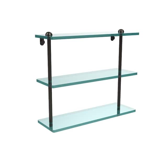Allied Brass 16 in. L x 15 in. H x 5 in. W 3-Tier Clear Glass Bathroom Shelf in Oil Rubbed Bronze