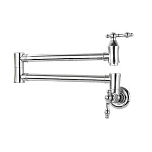 Retro Style Wall Mounted Pot Filler with Double Handles in Chrome