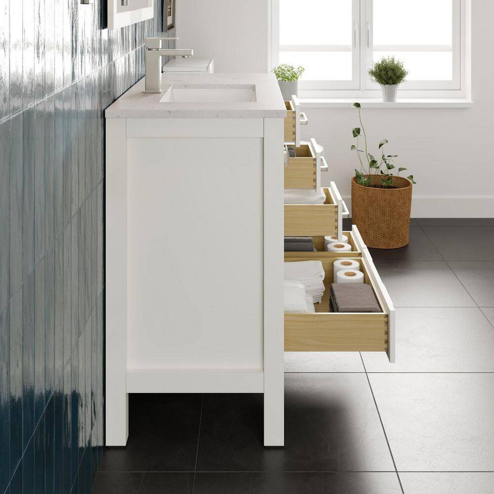White 36" Freestanding Bathroom Vanity with Quartz Top