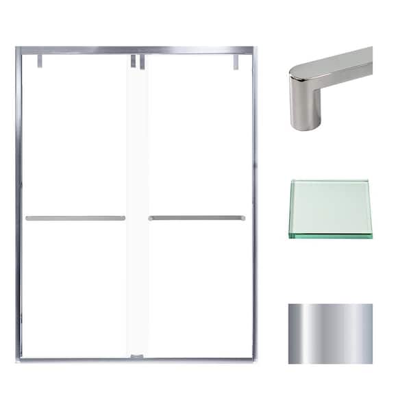 Transolid Eden 60 in. W x 80 in. H Sliding Semi-Frameless Shower Door in Polished Chrome with Clear Glass