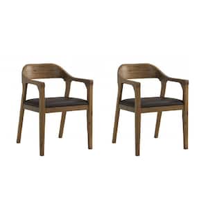 Rasmus Dining Armchairs Brown/Chestnut Wire-Brush Finish (Set of 2)