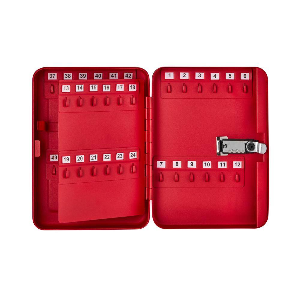 Red Steel Wall-Mount 48-Key Combination Lock Cabinet