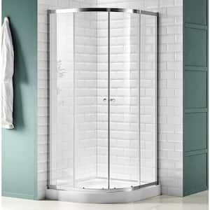 Mare 35 in. x 76 in. Framed Corner Sliding Shower Enclosure with TSUNAMI GUARD in Polished Chrome