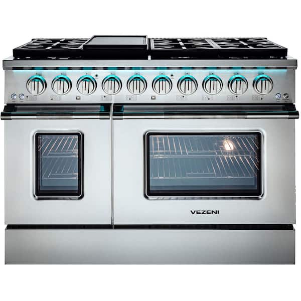 Reminiscia Plus Collection 48 in. Dual Fuel Double Oven Range 8-Burners in Stainless Steel